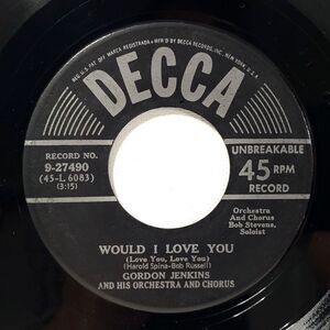 Gordon Jenkins 45 Would I Love You / I Love You Much Too Much on Decca VG Pop